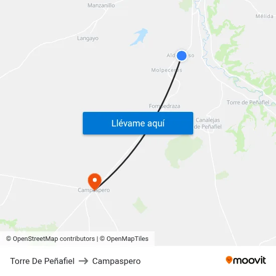 Torre De Peñafiel to Campaspero map
