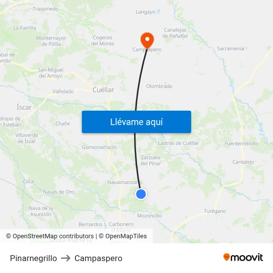 Pinarnegrillo to Campaspero map