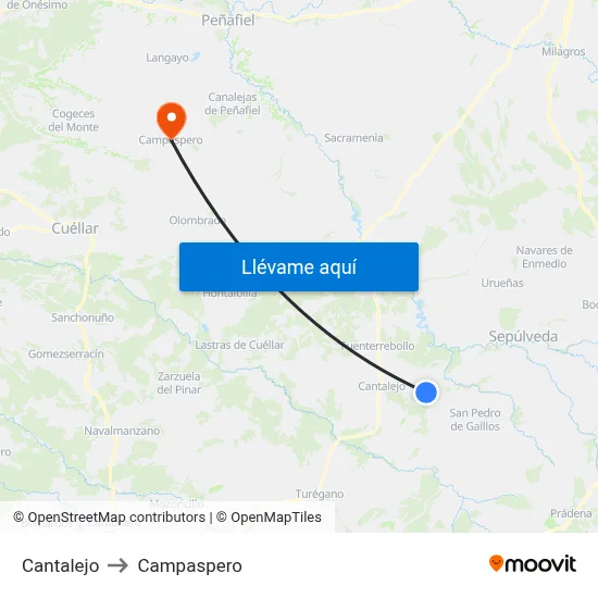 Cantalejo to Campaspero map