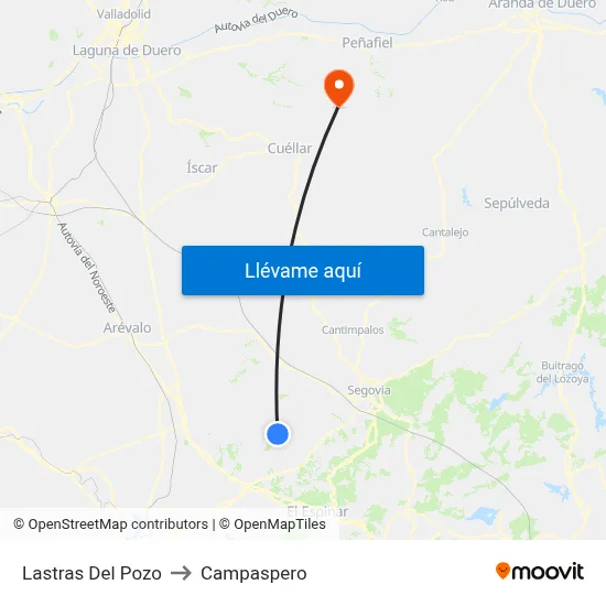 Lastras Del Pozo to Campaspero map