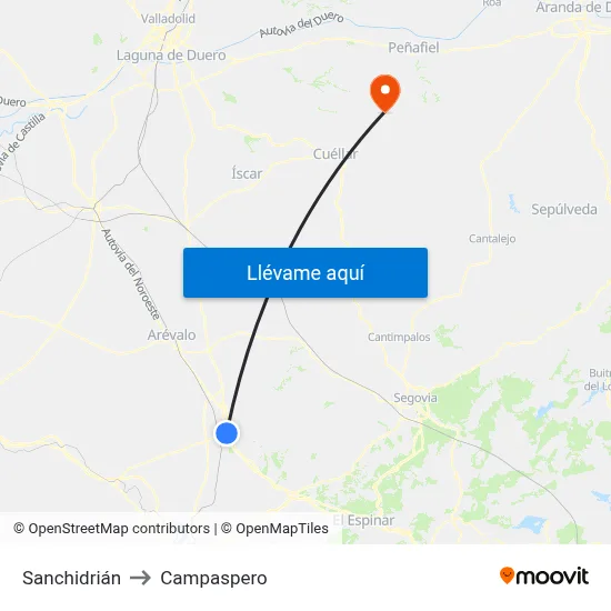 Sanchidrián to Campaspero map