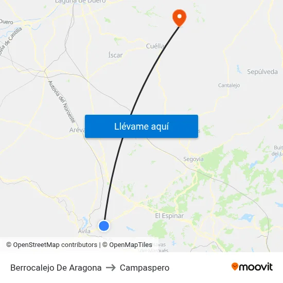 Berrocalejo De Aragona to Campaspero map