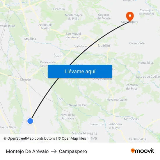Montejo De Arévalo to Campaspero map