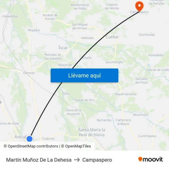 Martín Muñoz De La Dehesa to Campaspero map