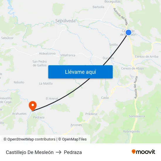 Castillejo De Mesleón to Pedraza map
