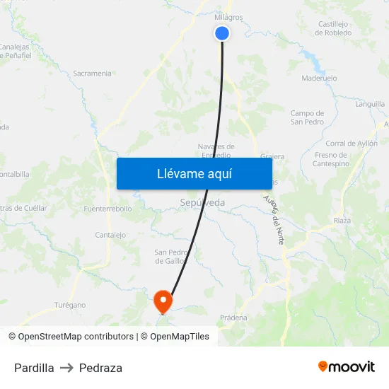 Pardilla to Pedraza map