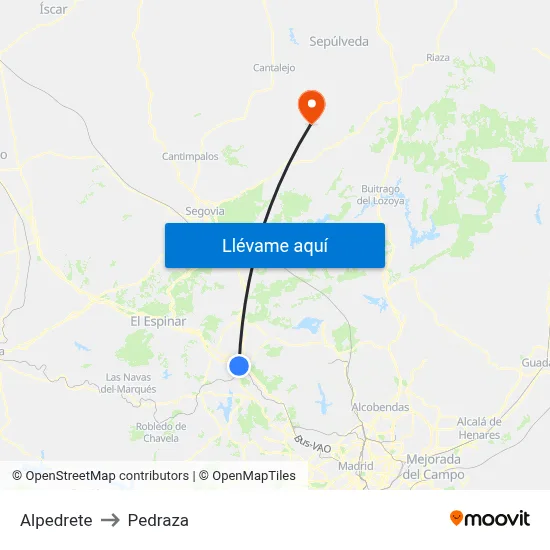 Alpedrete to Pedraza map