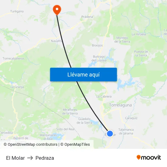 El Molar to Pedraza map