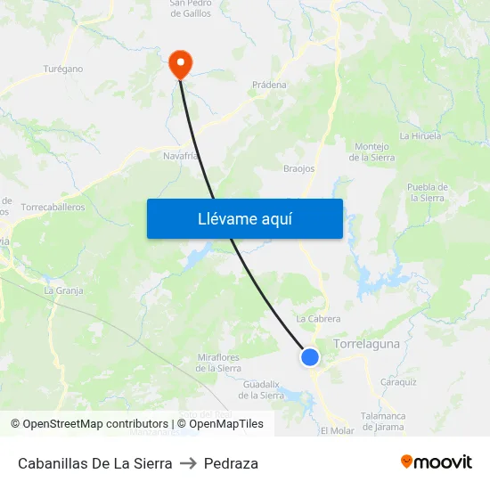 Cabanillas De La Sierra to Pedraza map