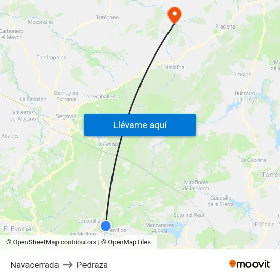 Navacerrada to Pedraza map