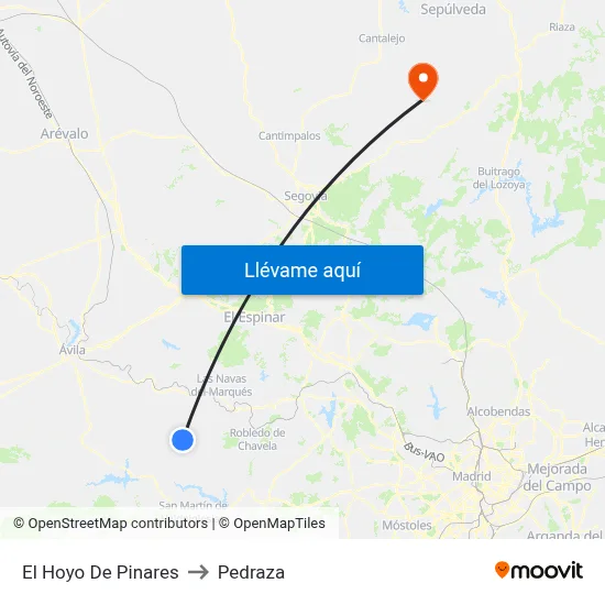 El Hoyo De Pinares to Pedraza map