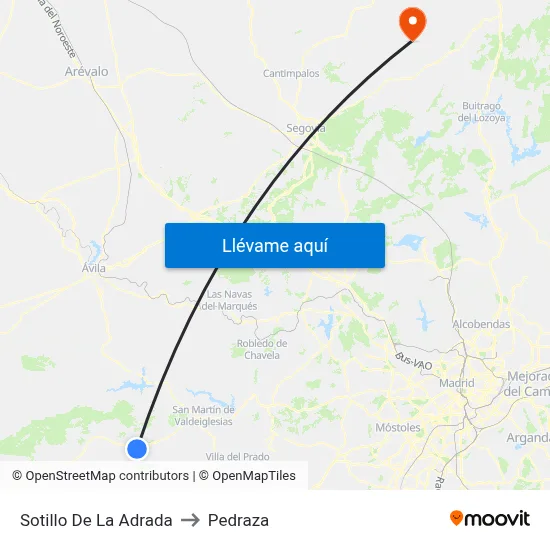 Sotillo De La Adrada to Pedraza map