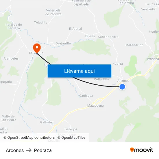 Arcones to Pedraza map