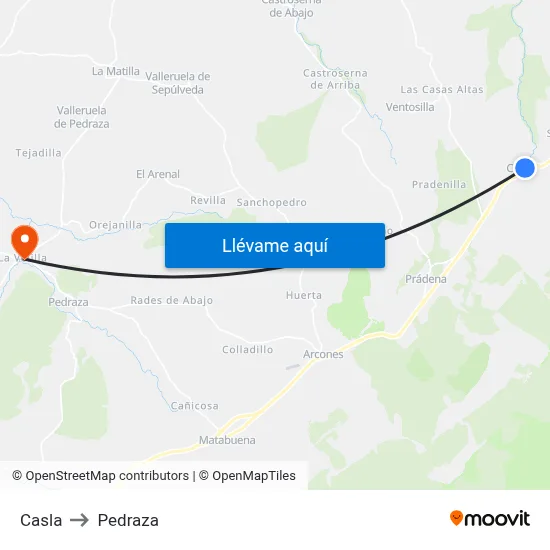 Casla to Pedraza map