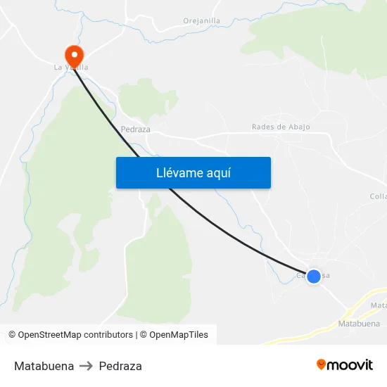 Matabuena to Pedraza map