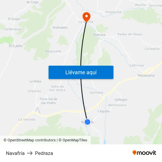 Navafría to Pedraza map