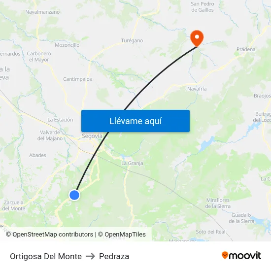 Ortigosa Del Monte to Pedraza map
