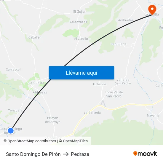 Santo Domingo De Pirón to Pedraza map