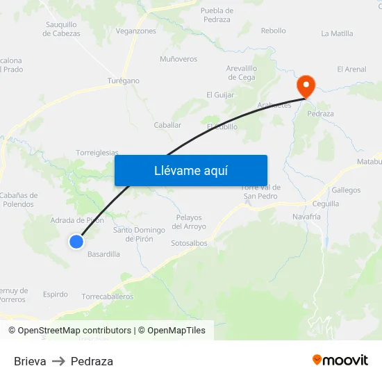 Brieva to Pedraza map