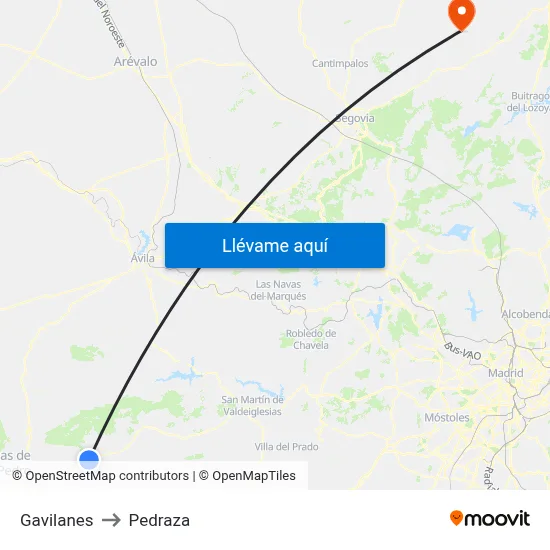 Gavilanes to Pedraza map