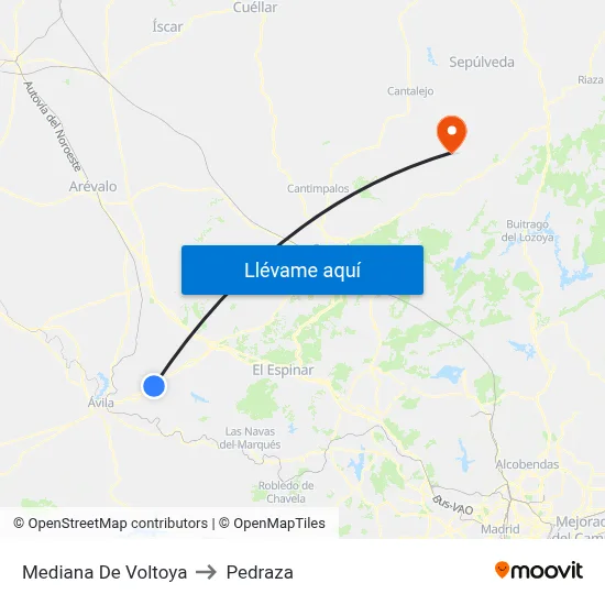 Mediana De Voltoya to Pedraza map