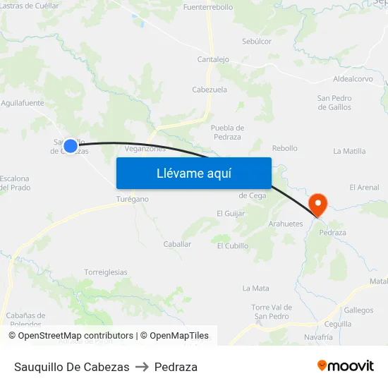 Sauquillo De Cabezas to Pedraza map