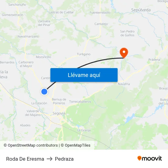 Roda De Eresma to Pedraza map