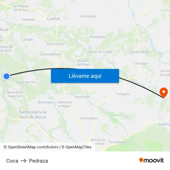 Coca to Pedraza map