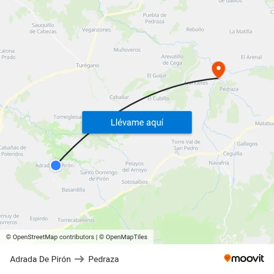 Adrada De Pirón to Pedraza map