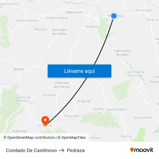 Condado De Castilnovo to Pedraza map