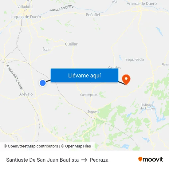 Santiuste De San Juan Bautista to Pedraza map