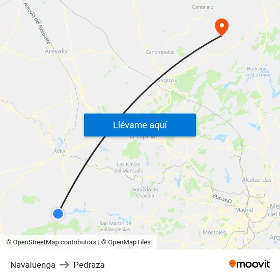 Navaluenga to Pedraza map