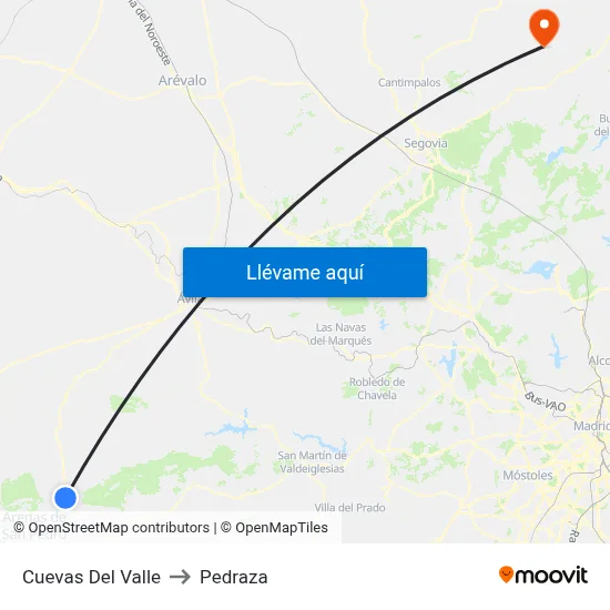 Cuevas Del Valle to Pedraza map