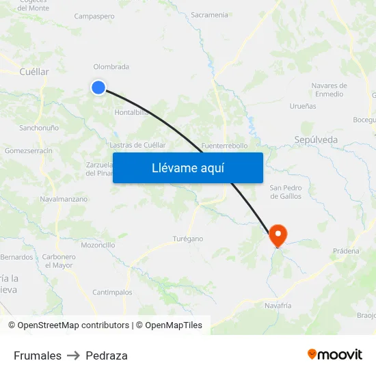 Frumales to Pedraza map