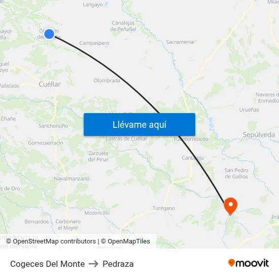 Cogeces Del Monte to Pedraza map