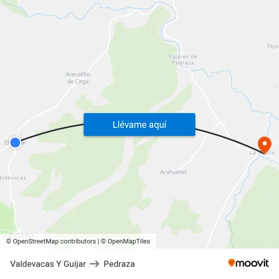 Valdevacas Y Guijar to Pedraza map