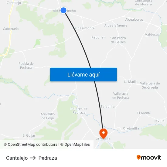 Cantalejo to Pedraza map