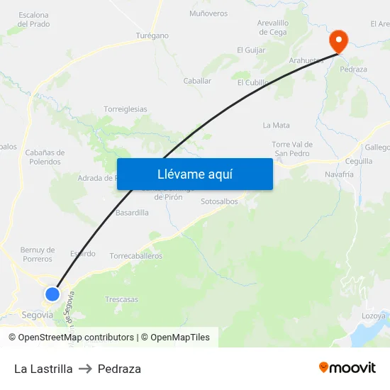 La Lastrilla to Pedraza map
