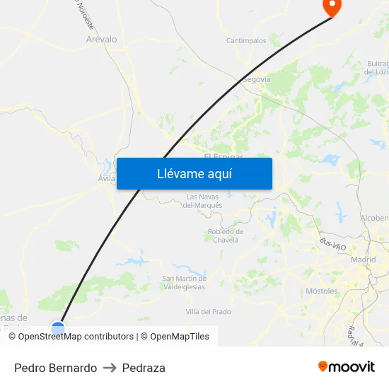 Pedro Bernardo to Pedraza map