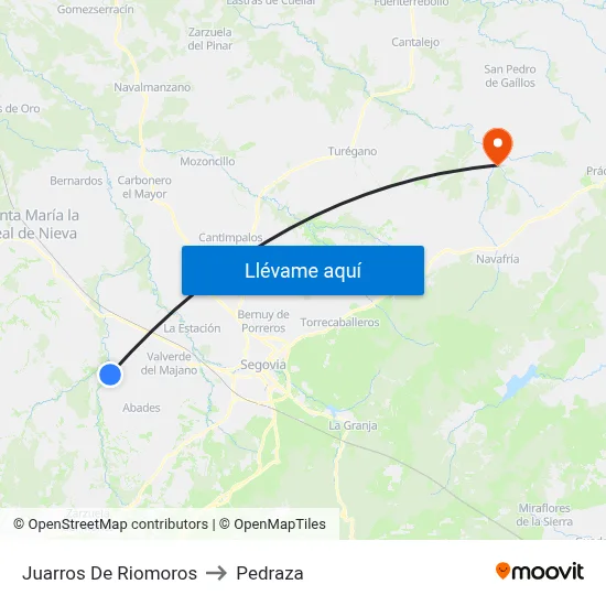 Juarros De Riomoros to Pedraza map