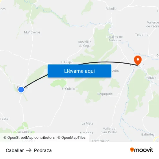 Caballar to Pedraza map
