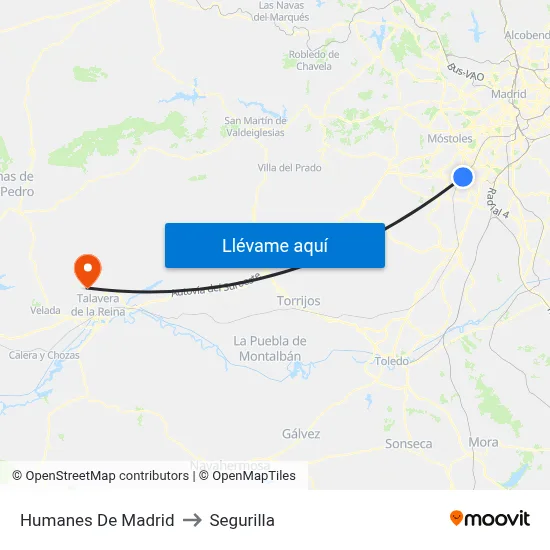 Humanes De Madrid to Segurilla map