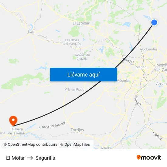 El Molar to Segurilla map