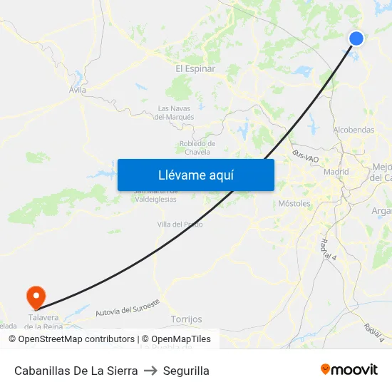 Cabanillas De La Sierra to Segurilla map