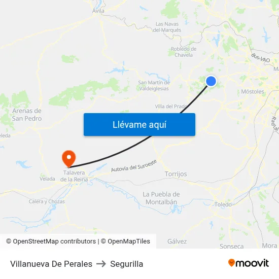 Villanueva De Perales to Segurilla map
