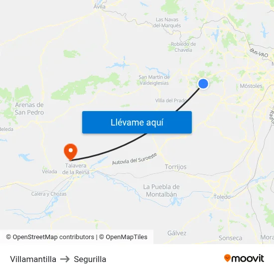 Villamantilla to Segurilla map