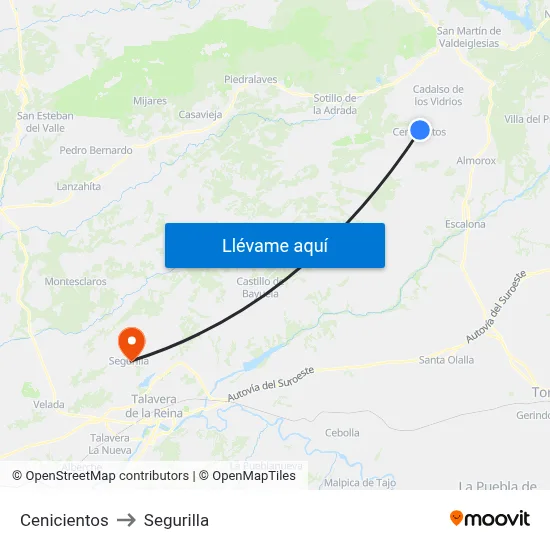 Cenicientos to Segurilla map