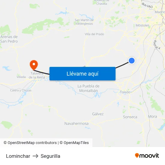 Lominchar to Segurilla map