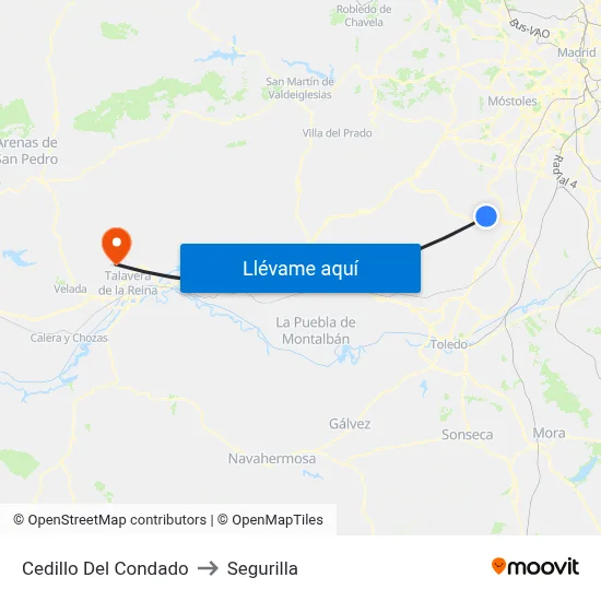 Cedillo Del Condado to Segurilla map