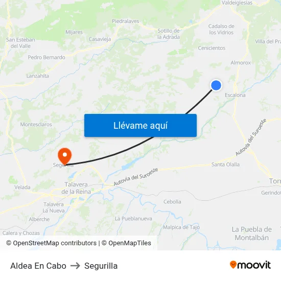 Aldea En Cabo to Segurilla map